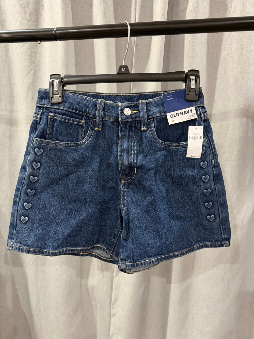 Old Navy Blue Denim Shorts with Heart Accent